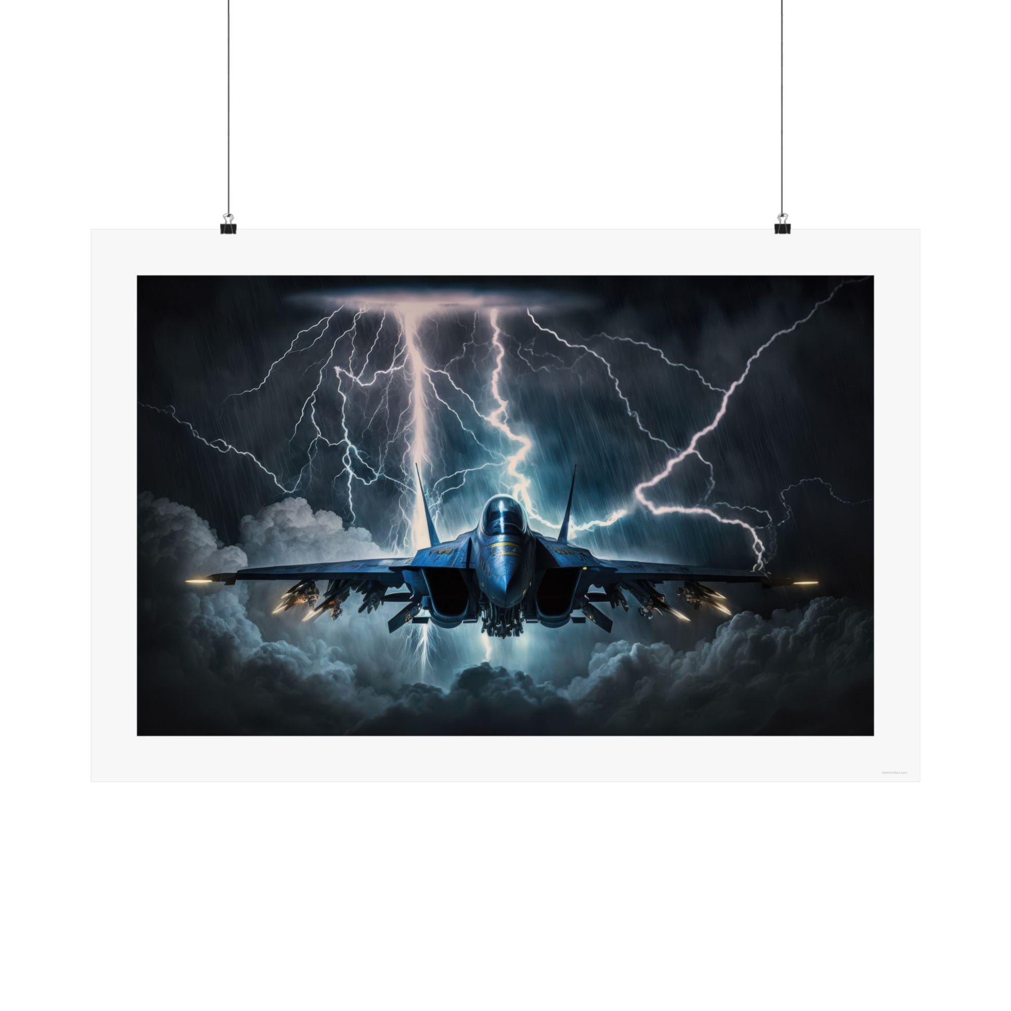 FA18 Thunder Gallery Print, FA18 flying through a thunderstorm, lightning, poster, wall art, jet, aviation